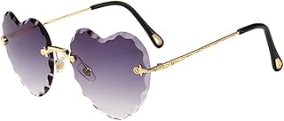 Óculos De Sol Em Forma De Coração Óculos De Sol Femininos Sem Aro Óculos De Sol Sem Aro Óculos Sem Armação Óculos De Sol Transparentes Para Mulheres Óculos Polarizados Óculos De