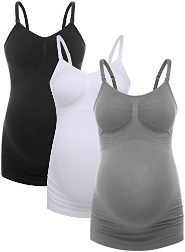 Women's Maternity Nursing Top Breastfeeding Tank Top Tee Shirt Pregnancy Shirt 3 Pack L