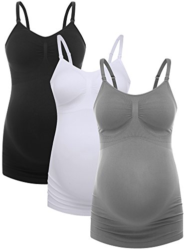 HOFISH Damen Umstands-Tanktops, ärmellos, mit integriertem BH zum Stillen,
