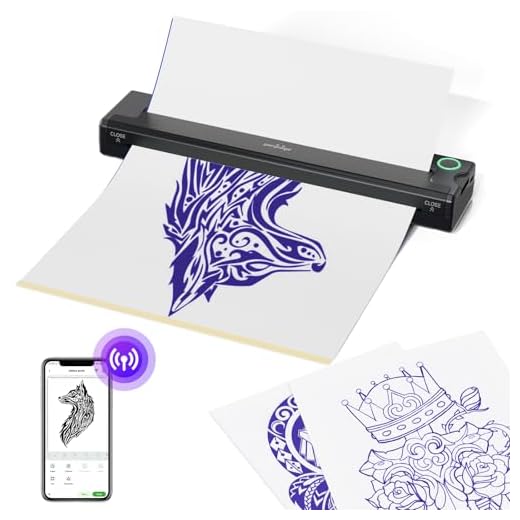 PeriPage P90 Imprimante de pochoir de tatouage sans fil - Professionnelle et facile pour les débutants, connexion Bluetooth et USB, papier à pochoir inclus