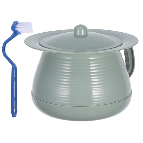 Homoyoyo Orinal Portátil de Plástico con Tapa y Escupidera Reutilizable Resistente y Fácil de Limpiar para Adultos y Personas Mayores con Cepillo de Limpieza
