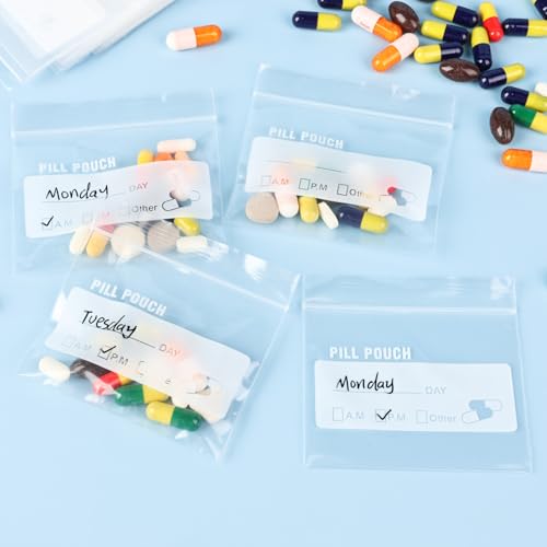 Urekt 120 Pack Thick Reusable Pill Bags