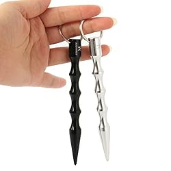2 a 4 piezas de Kubotan en distintos colores, ergonómicos y con anilla de seguridad. Llavero con o sin señal de silbato SOS, negro / plateado