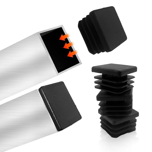 Image of 32 Pcs 1 inch Square Tubing End Caps, Plastic End Caps Insert Finishing Plug for Chair Legs, Pipe Post, Table Legs (Black, 25x25mm)