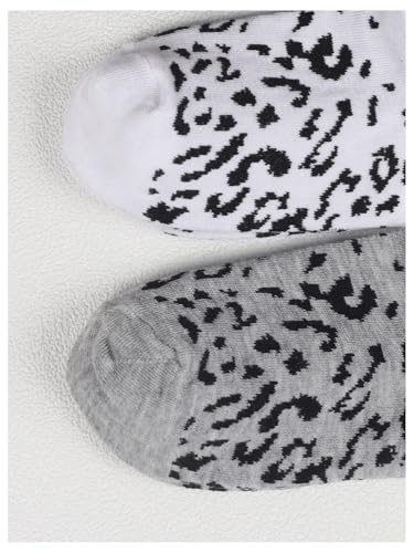 WDIRARA Women's 6 Pairs Leopard Print Low Cut Socks No Show Socks3