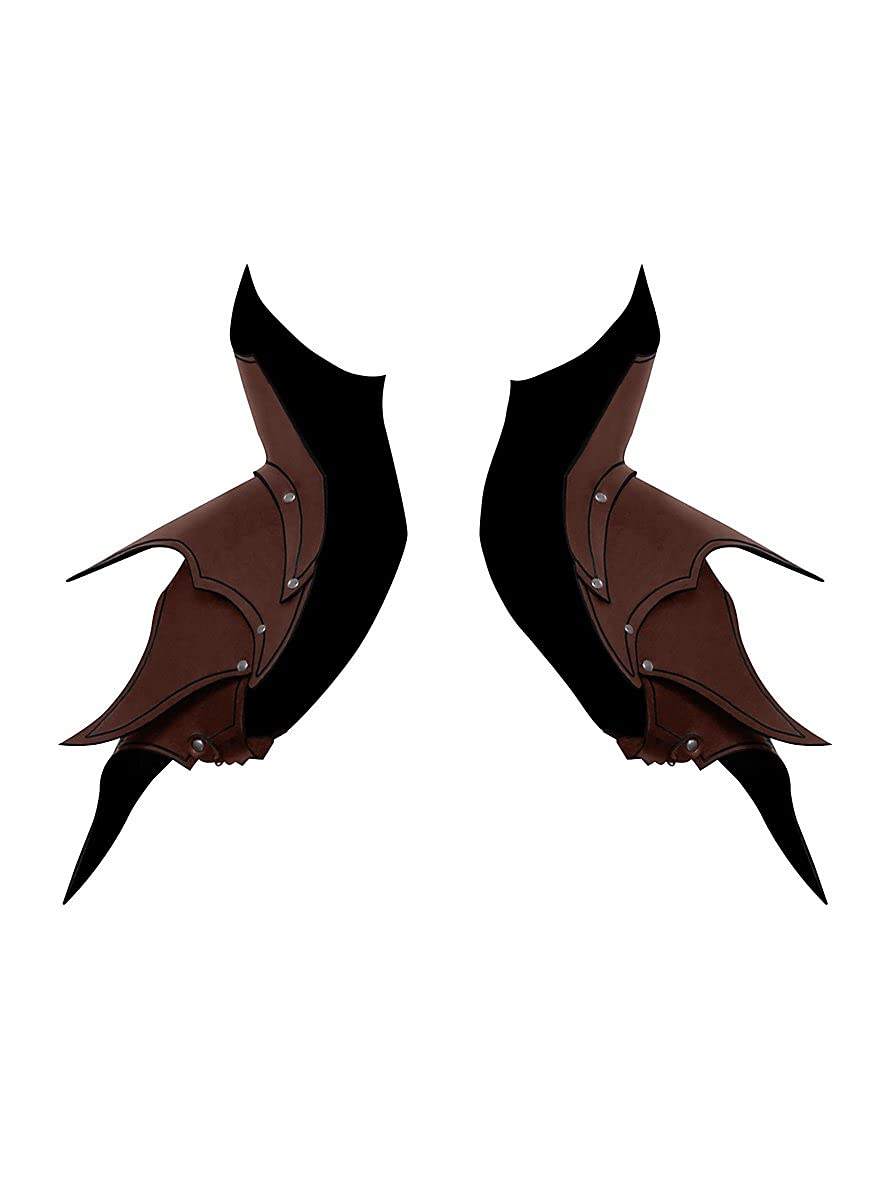 Andracor - Piastre a forma di fiamma - Armatura in pelle per spalle - Marrone - Fissaggio alla armatura - Accessori LARP Medioevo vichingo & Cosplay