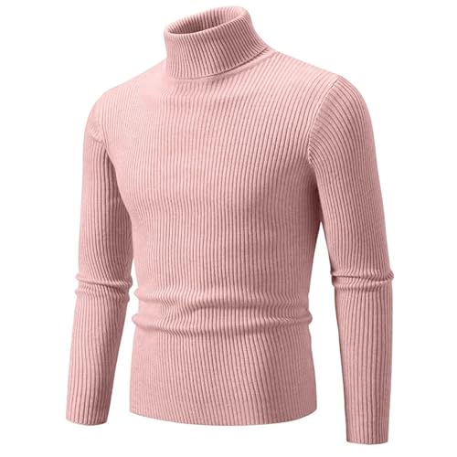 Men's Turtleneck Knitted Sweater Warm Striped Outdoor Solid Color Pullover Long Sleeve Pullover3