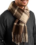 FURTALK Winter Scarf for Men Long Soft Warm Scarves Plaid Tassel Scarf for Men BrownBeige