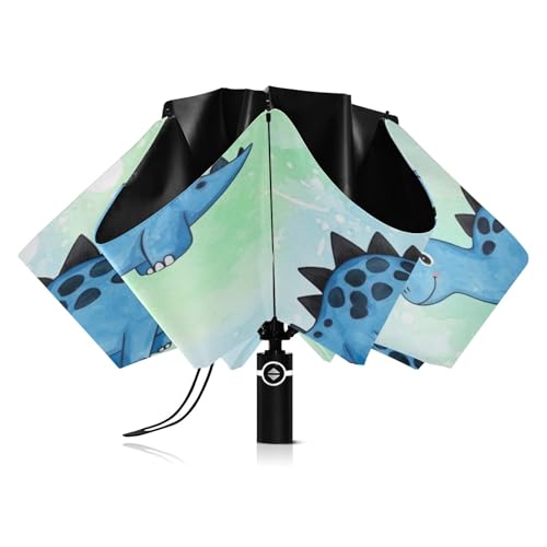 Parapluie portable bleu dinosaure automatique compact