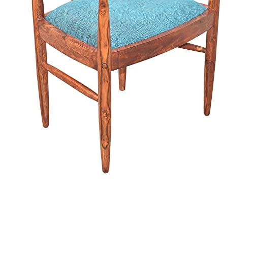 Image of SHRI MINTU'S ART Wooden Armchair with Cushion | Single Seater Sofa Round Arm Chair for Living, Drawing Room, Hall, Balcony & Office | Solid Wood Sheesham, Natural Finish