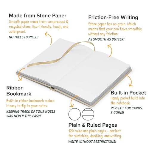 Image of Infinote Classic Reusable Stone Paper Smart Notebook - Includes 1 Erasable Pen (Large 13 * 21 cm, with 120 Pages | 60 Sheets | 120 Sides, Scarlet Red)