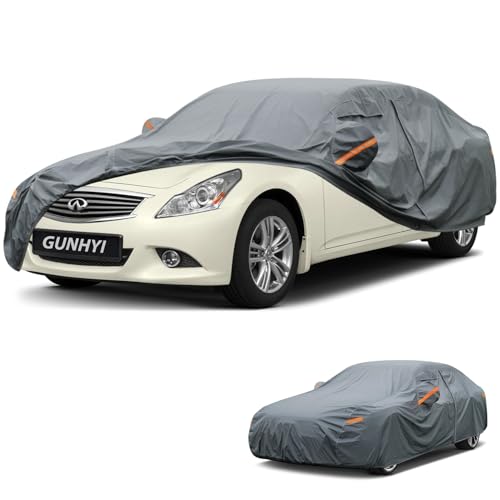 Image of GUNHYI Premium Car Cover Custom Fit Infiniti Q40, 16 Layers Heavy Duty Car Cover Waterproof All Weather with Zipper Door for Sun Rain Snow Dust Uv Protection