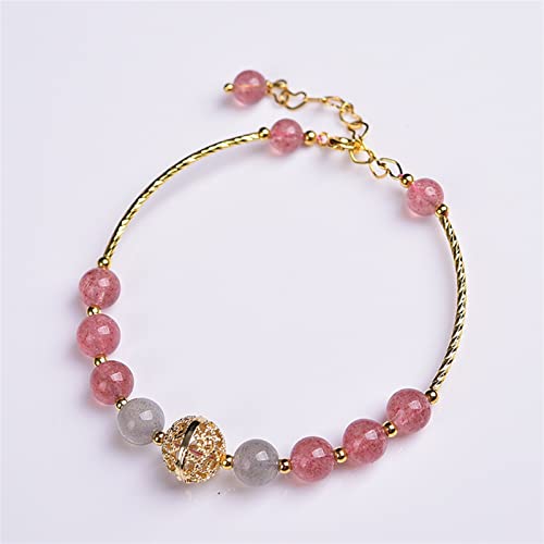 Bracelet de perles de cristal de fraise naturel fait à la main pour femme tendance
