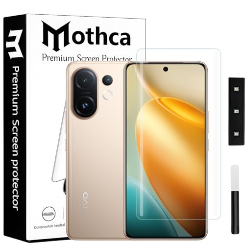 Image of Mothca Curved UV Tempered Glass Screen Protector for Vivo T4 Pro | Transparent | Pack of 1 | Full Screen Coverage with UV Installation Kit