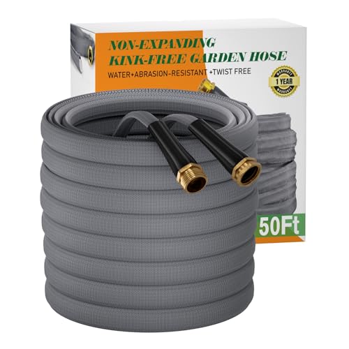 Garden Hose 50 FT, Non-Expanding Water Hose, Ultra-Light & Flexible, Burst-Resistant, Kink-Free, High-Pressure Garden Hose All-Weather Use for Lawns, Gardens, and Outdoor Cleaning