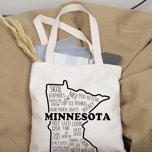 PWHAOO Minnesota Gift Minnesota State Lover Tote Bag Minnesota Tourist Travel Bag Minnesota Souvenir Handbag4