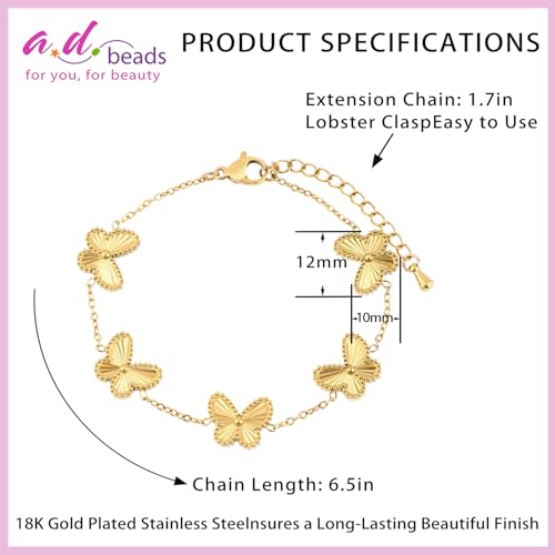 Image of 18K Gold Plated Stainless Steel Dainty Charms Colorful Crystal Birthstone Bracelet Minimalist Cute Jewelry for Women