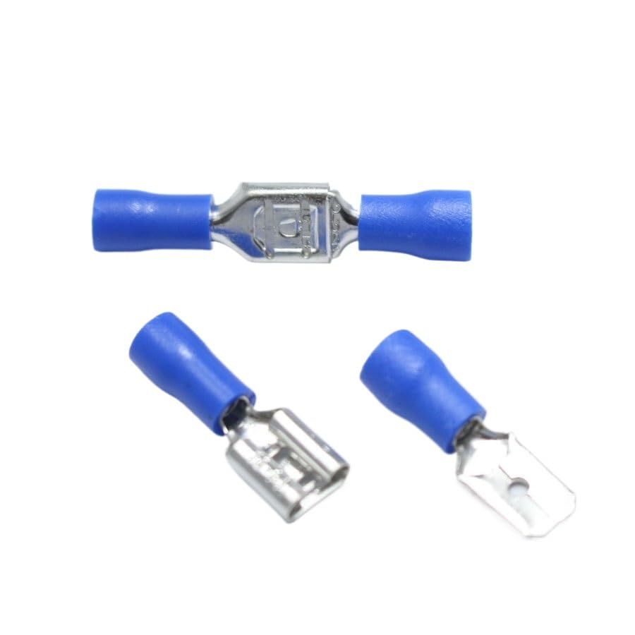 10pairs 6.3mm Spade Crimp Terminal 6.3 Male Female Pre Insulated Blue Electrical Connectors for 16-14AWG Wire /1.5-2.5mm2 Cable VUQLDHAYZ