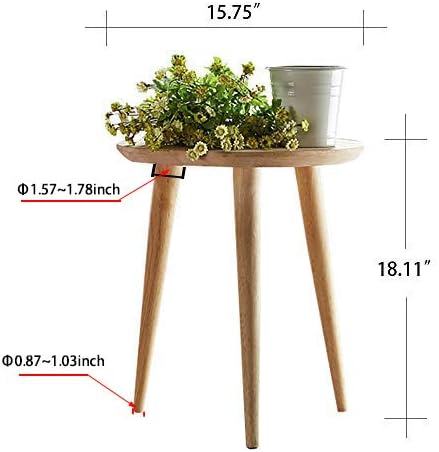 Miniatura 4 de WoodShine Mesa auxiliar pequeña redonda de madera maciza para sofá, mesa auxiliar de anidación de acento natural (H 14.37 pulgadas)
