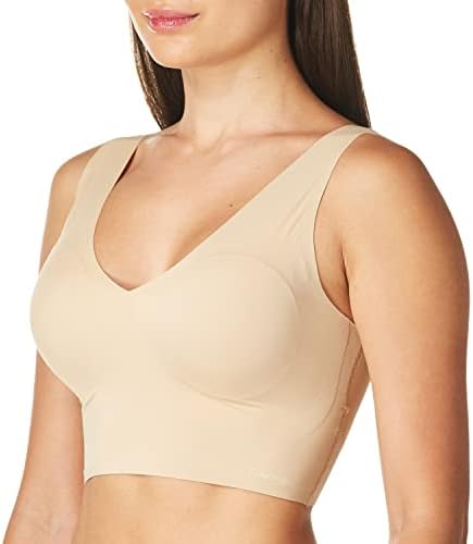 Calvin Klein Women's Invisibles Lightly Lined V Neck Bralette Bra, -bare, M