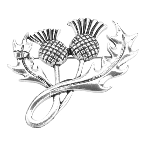 Image of GFM® Scottish Thistle Flower Brooch Pin for Women Men – Scotland National Flower Badge, Celtic Ladies Jewellery Accessory, Scottish Heritage Souvenir Gift (BRCH-SCOT-D-720)