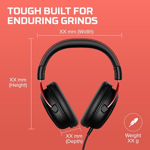 HyperX Cloud Ii – Gaming Over Ear Headset for Pc, Ps5/Ps4. Includes 7.1 Virtual Surround Sound and USB Audio Control Box - Red (4P5M0Aa) 8 41jP9FJgt6L