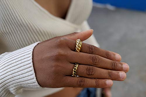 Baguette Dome Ring | CZ Set Gold Dome Ring | CZ Stacking Thick Band3