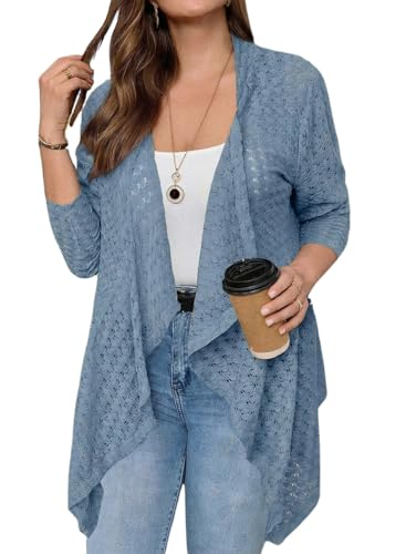 Image of Eytino Plus Size Cardigan for Women Lightweight Half Sleeve Summer Loose Kimono Cardigan Beach Cover Ups(1X-5X)