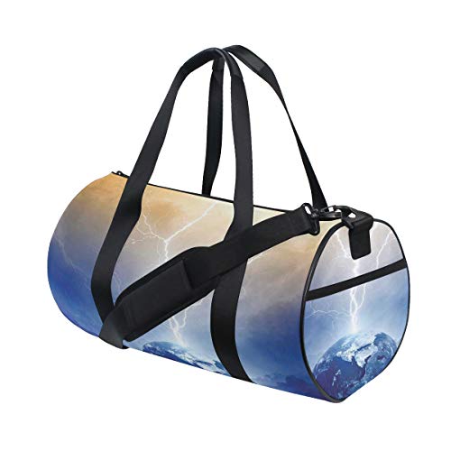 ZOMOY Bolsa de Deporte,Imagen espaciada científica Trueno golpea la T,Nuevo de Cubo de impresión Bolsas de Ejercicios Bolsa de Viaje Equipaje Bolsa de Lona