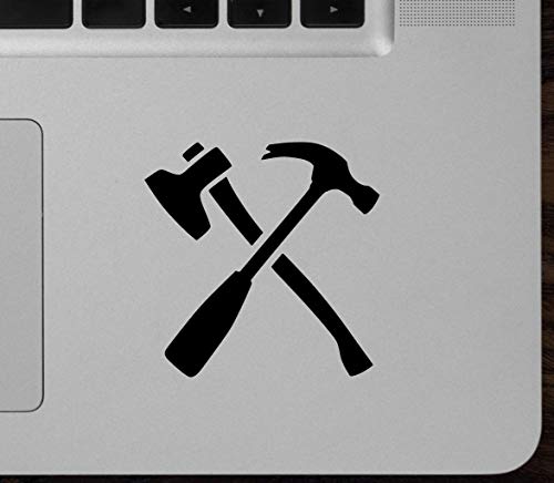 | Black | 2-Pack Crossed Hammer and Axe 2.5" Vinyl Stickers | Carpenter's Tools Woodworking | Die Cut Decals