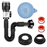 ASOUUNLD Siphon Waschbecken Bad Ablaufgarnitur mit flexiblem Ablaufschlauch 17-94cm Bad Waschbecken Abflussrohr ABS Geruchsdicht für 1-1/2 Drainage Küchenspüle mit 2 Dichtungen & 1 Abfluss