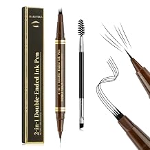 MAKI YIKA Microblading Eyebrow Pencil, Waterproof Eyebrow Pen with 4 Tip Brow Pen and Precise Brow Pencil to Create Natural Hair-Like Brows with Dual-ended Eyebrow Brush A-Black