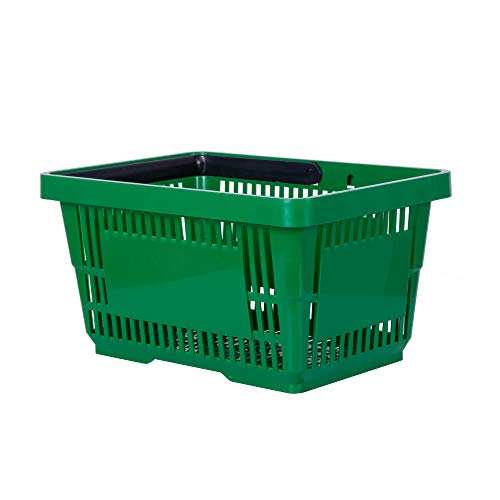 Einkaufskorb grün 22l Handkorb mit Tragebügel | Kunststoffkorb stapelbar | Tragekorb stabil | Plastikkorb lebensmittelgeeignet | Shopping-Basket