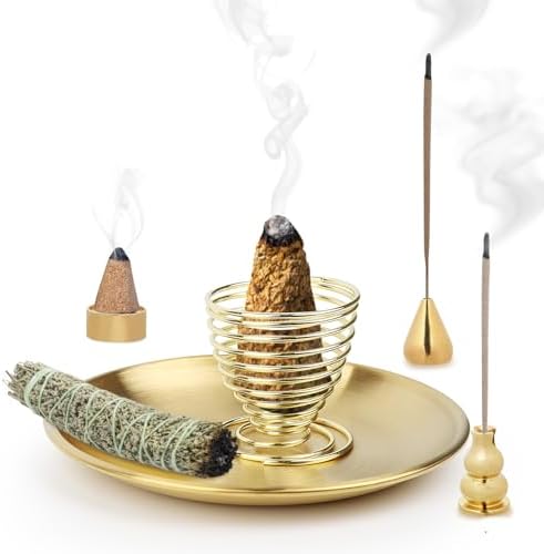 5 en 1 Porta Incienso,Soportes de Incienso de Latón con Recogedor...