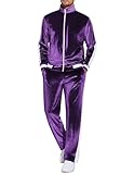 COOFANDY Mens Velvet Tracksuits Activewear Long Sleeve 2 Piece Full Zip Warm Tracksuit