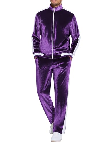 COOFANDY Mens Tracksuit 2 Piece Set Velour Sweatsuit Jogging Suits Full Zip Jacket Pants Outfits