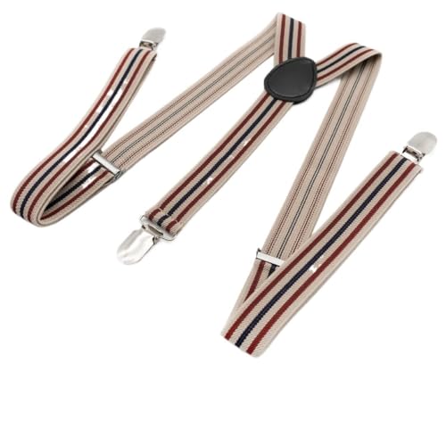 Image of LPLYAA Mens Suspenders Casual Y Back 3 Metal Clips 1 Inch Wide Suspenders For Wedding (Color : Beige)