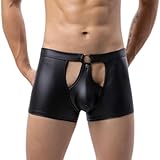 Herren Boxershorts, Sexy Boxershorts für Männer, Leder Boxerbriefs Erotisch Reizwäsche, für Sex Unterwäsche Männer Sexy Unterhose, Erotische Unterwäsche Herren Retroshorts, Sissy Dessous Reizwäsche