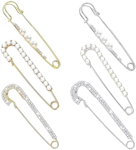 WeddHuis Set 4 Spille Da Donna Con Perle E Strass - Per Maglioni, Sciarpe, Cardigan - Foto 12