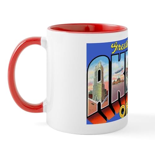Taza de cerámica de 11 oz con diseño Akron Ohio miniatura 2