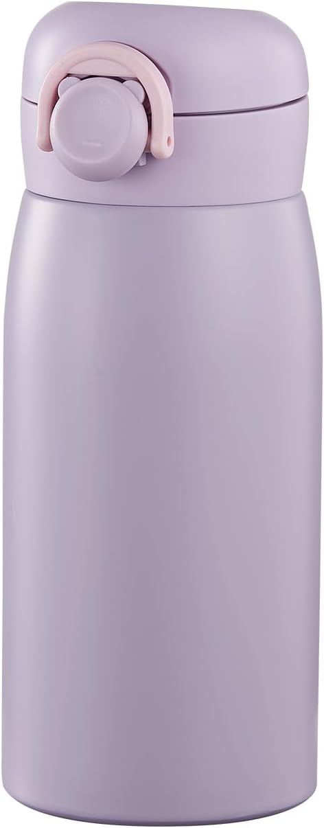12 oz Mini Water Bottle Small Stainless Steel Thermoses - Insulated Vacuum, Leak Proof, Keeps Drinks Hot/Cold - Ideal for Coffee, beverage, Water - Purple