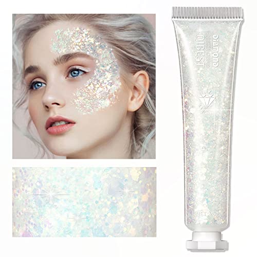 Body Glitter Gel, Eye Face Glitter Makeup Sequins Liquid Nail Glitter Eyeshadow, Cosmetic Laser Powder For Christmas Party Rave Accessories Chunky Glitter Gel For Lip Hair Makeup #TOP7