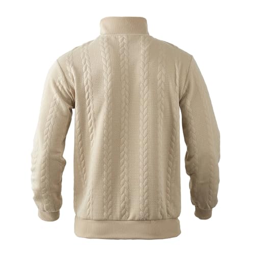 Men's Solid Color Casual Vintage V-Neck Zipper Stitching Large Size Long Sleeve Sweater2