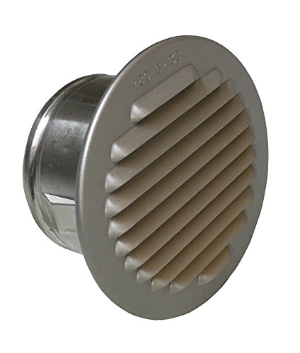 Lüftungsgitter Mit Stutzen Aus Aluminium – Für DN 75-80 Mm Rohre, Mit Insektenschutz, Naturfarben