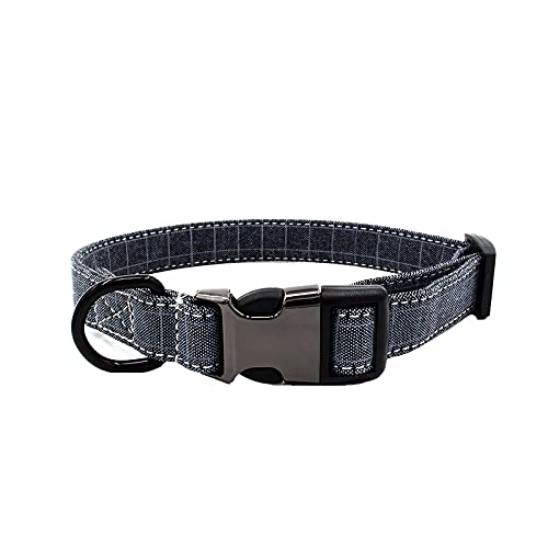 GerRiT 犬の首輪 ペット首輪 アジャスター付 バックル式 耐久性 頑丈 調節可能 可愛い 犬用くびわ いぬ 犬 犬用訓練 簡単脱着式 子猫 猫 安全 M サイズ グレーの格子縞