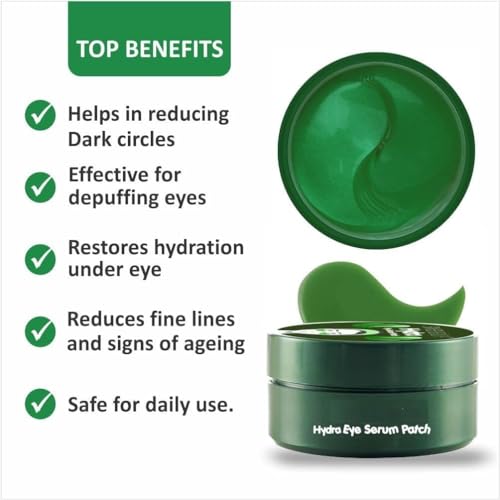 Image of Hydra Eye Serum Patch Alovera| Treats Dark Circles, Fine Lines And Wrinkles | Enriched With Collagen Extract | Shade -Alovera, Pack of 60 Patches (30 pairs)