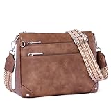 Lexiyat Cross Body Bag Women Rfid Travel Crossbody Bags Leather Handbags Ladies Shoulder Bag with Adjustable Strap Brown