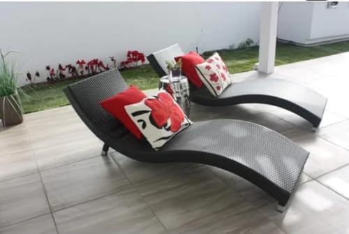 Image of PRATHAM India Outdoor Swimming Poolside Lounger Beach Sunbathing Lawn Patio Chaise Lounge Sun Lounger Chair (Black)