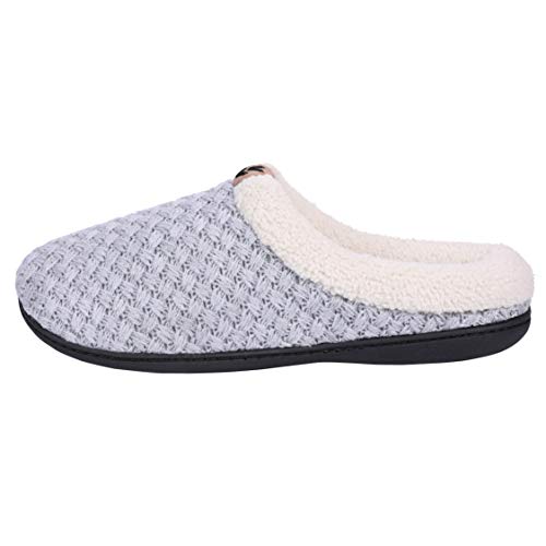 Roxoni Women's Slippers Cozy Fleece Warm Clog Knit Winter Ladies House Shoe Non-Slip3