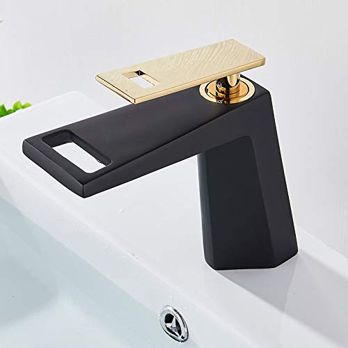 Robinet de lavabo cascade noir et or pour transformer votre salle de bain en spa